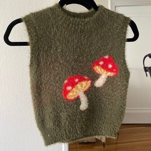 Forever 21 fuzzy mushroom sweater vest